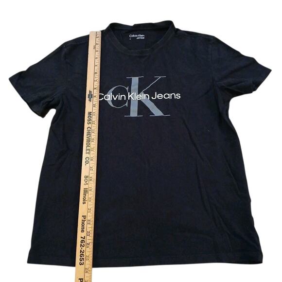 CK Calvin Klein Jeans Black Short Sleeve T-Shirt Size Medium Logo Tee READ - Picture 7 of 9